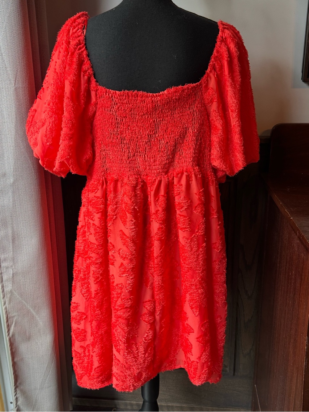 Women's Floral Print Puff Short Sleeve Dress Future Collective with Gabriella 2X - Picture 7 of 11